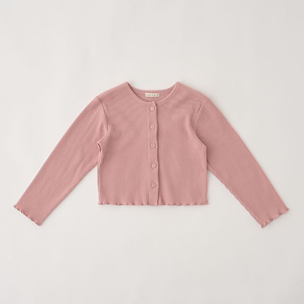 日本 Lycee mine - 下擺波浪百搭鈕扣開襟衫-粉紅