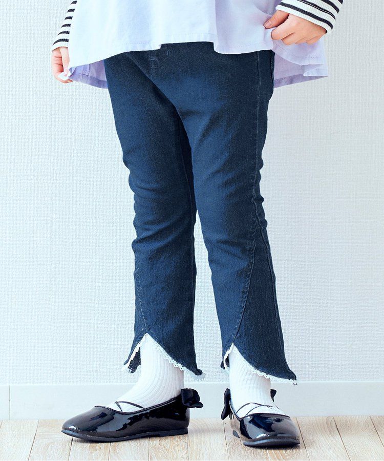 日本 apres les cours - 下擺蕾絲小喇叭美腳長褲-粉紅