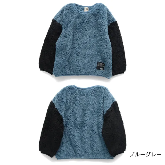 日本 BRANSHES - 泰迪熊雙面毛絨可愛長袖上衣-黑白小花