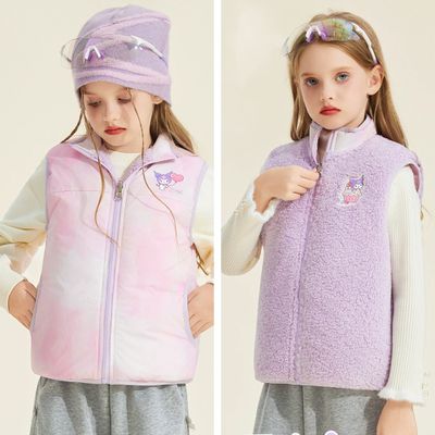 人氣卡通 - 雙面穿鋪棉立領保暖背心-卡通人物酷洛米-紫色