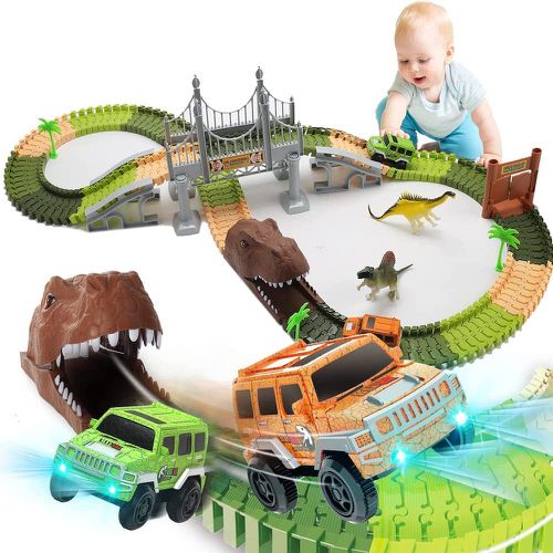 兒童擬真恐龍世界軌道車套裝組合玩具 (恐龍玩具)