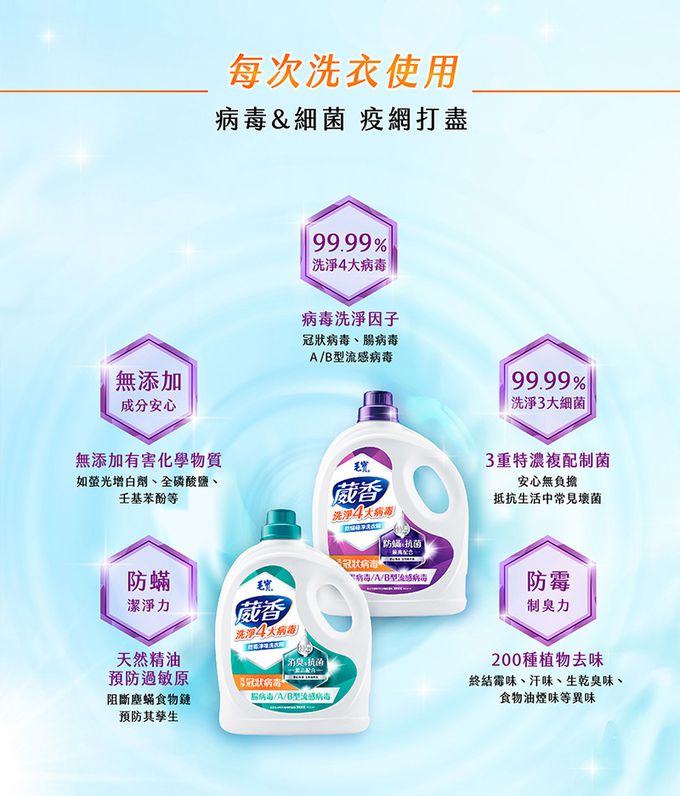 毛寶 maobao - 葳香抗菌洗衣精-防蟎極淨-3000g