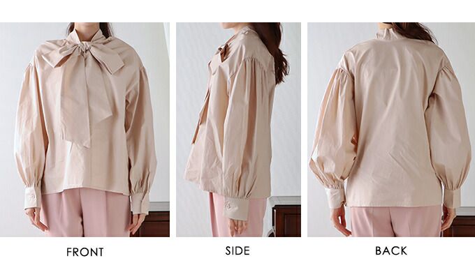 日本 BLUE EAST - 前後2way大蝴蝶結綁帶長袖襯衫-白