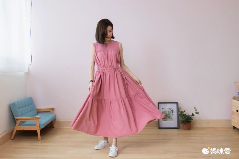 日本 BLUE EAST - 氣質小V領排釦短袖洋裝-素色-綠 (M(Free))