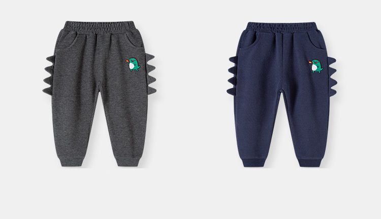 棉質休閒長褲-迷你恐龍-深藍色