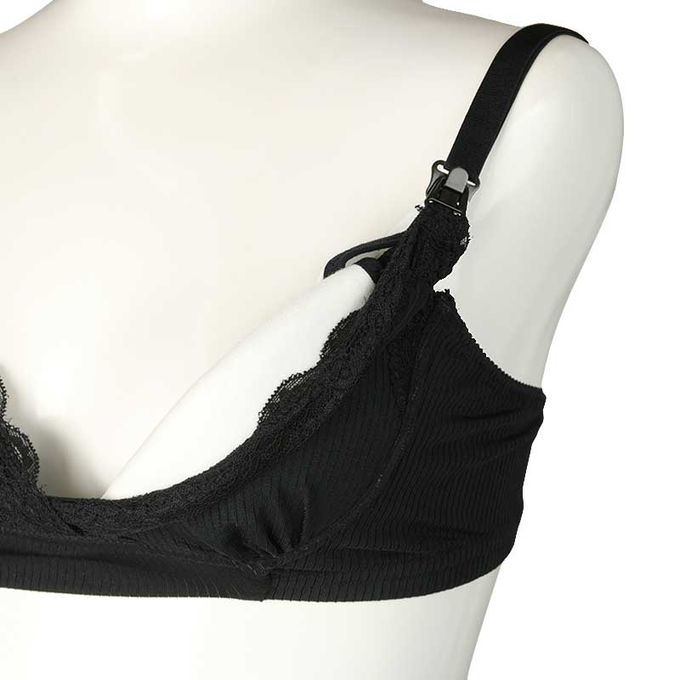 akachan honpo - 自然服貼胸罩 豐滿型-羅紋-黑色