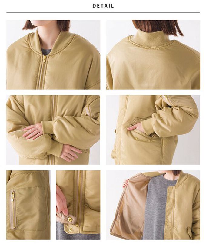 日本 OMNES - 輕量尼龍鋪棉保暖飛行外套-黑