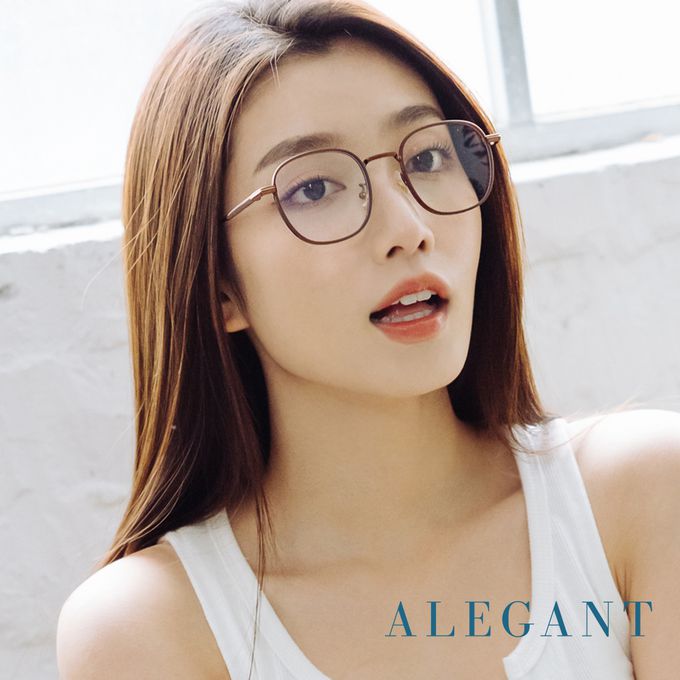 ALEGANT - 韓流復古暖日棕溫莎圈橢圓光學框UV400濾藍光眼鏡