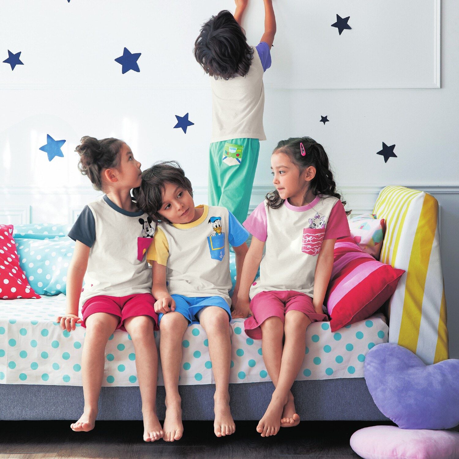 日本千趣會 - 迪士尼 純棉涼爽短袖家居服/睡衣-瑪莉貓-粉x紅