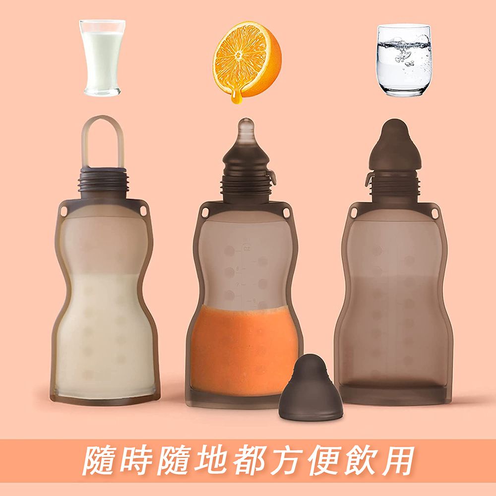 矽膠多功能儲乳袋-奶嘴套組-(奶嘴頭x2+母乳儲存袋260mlx2)-2入x260ml