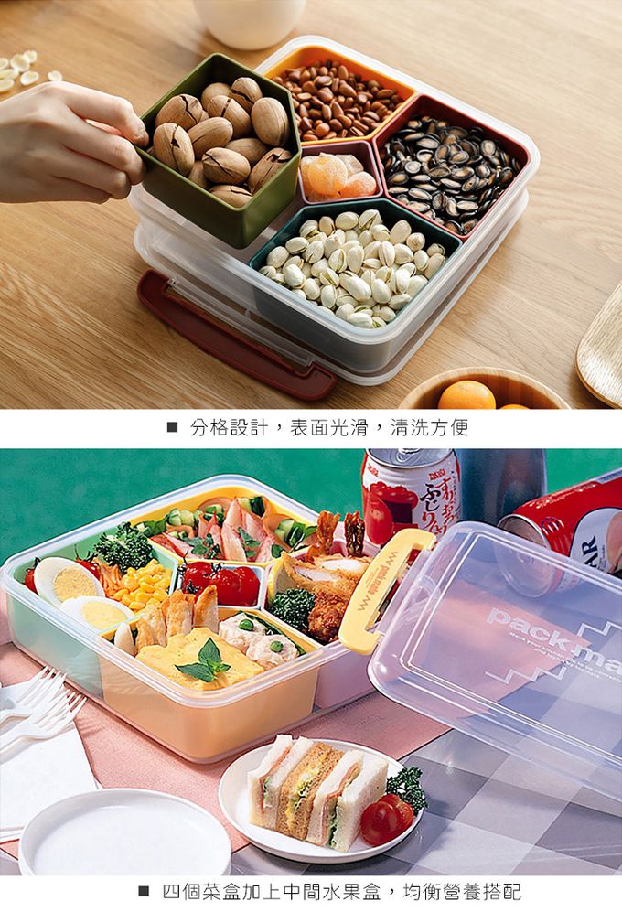 日本 INOMATA - 日本製彩色多格野餐便當盒