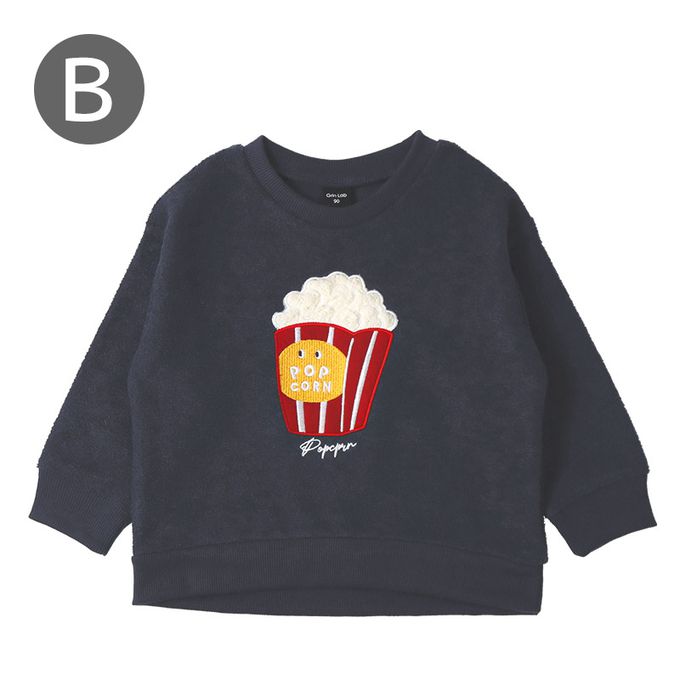 日本 ZOOLAND - 食物刺繡裏起毛長袖上衣-鮭魚三角飯糰-芥末黃