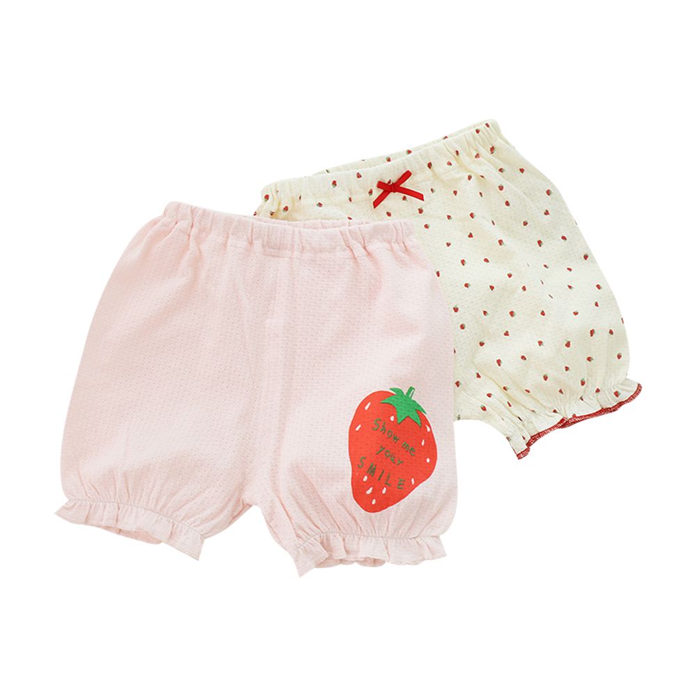 2件入-兒童短褲 五分褲 男童短褲 女童短褲-草莓花苞2件組