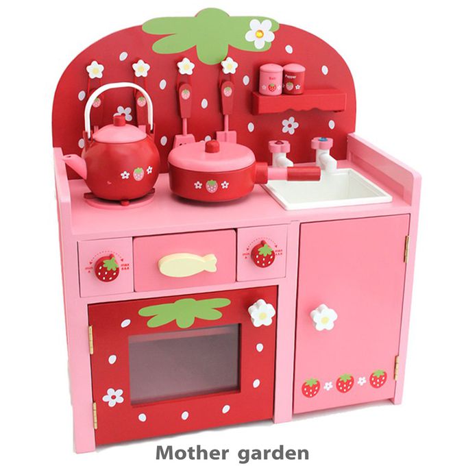 日本 Mother Garden - 廚具-野草莓甜心廚房組-紅