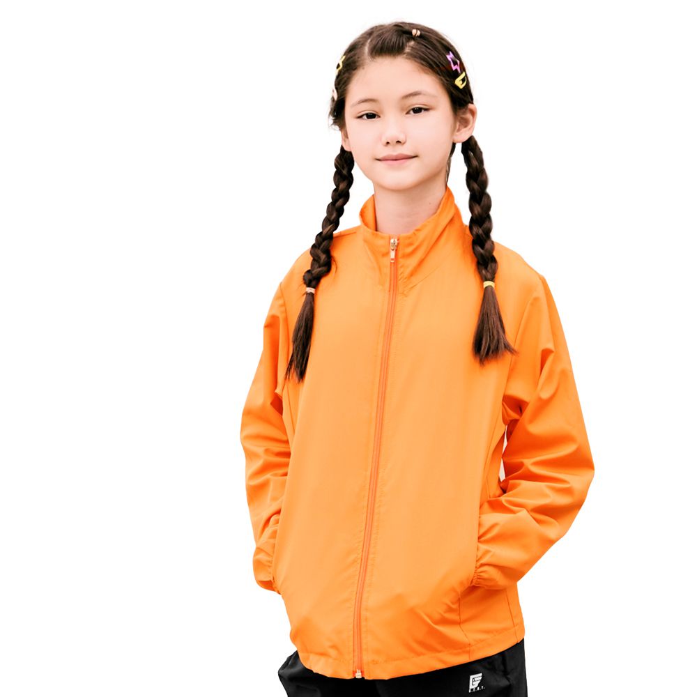 GIAT - 防潑水UPF50+抗UV防風外套-兒童款/立領-橘色