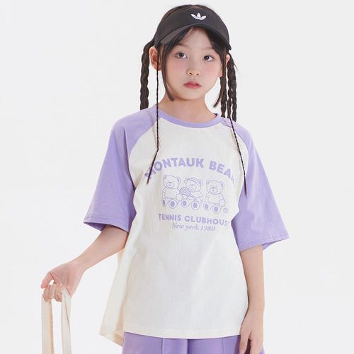 韓國 W.S.B. - 網球熊熊短袖上衣-薰衣草紫