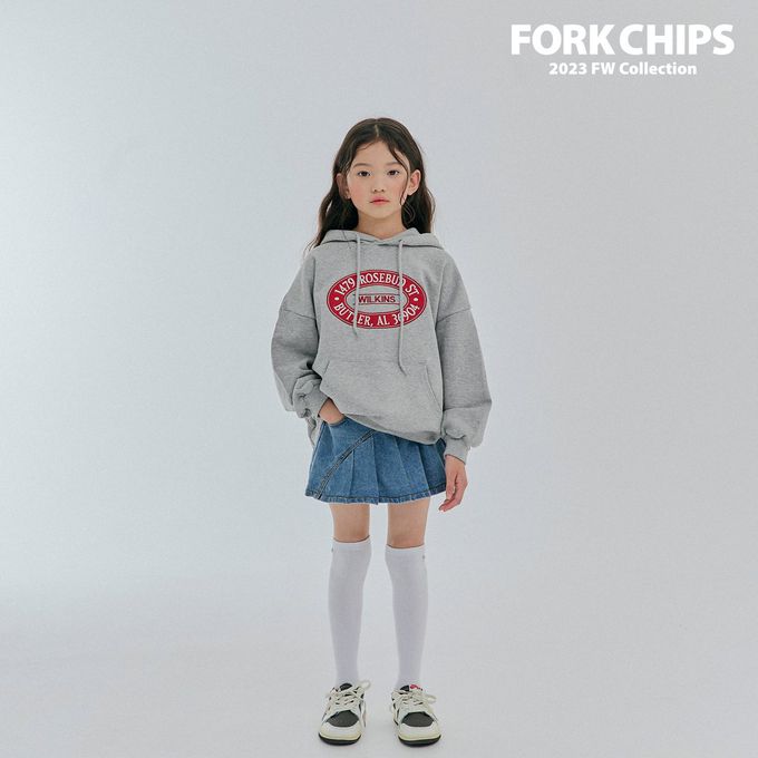 韓國 FORK CHIPS - 鬆緊腰不對稱百褶丹寧褲裙