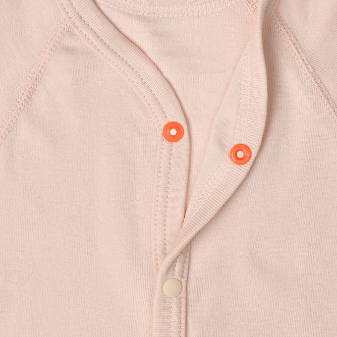 akachan honpo - 短袖有機包屁衣2件組-前開式-粉紅色