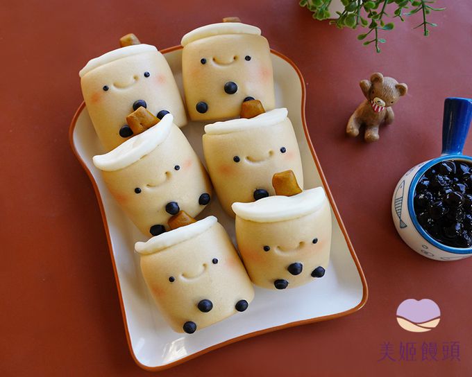 美姬饅頭 - 珍珠奶茶沖繩黑糖鮮乳造型饅頭-40g*6顆