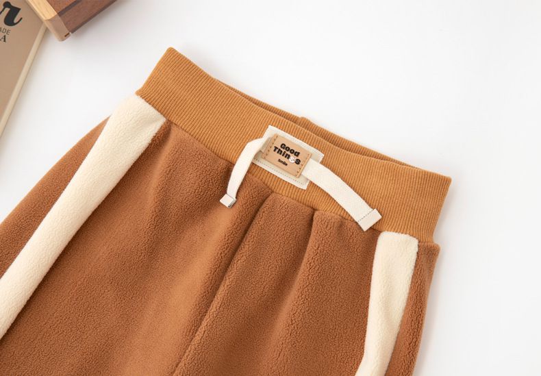 FANMOU - 加絨腰鬆緊束口休閒長褲-粉色