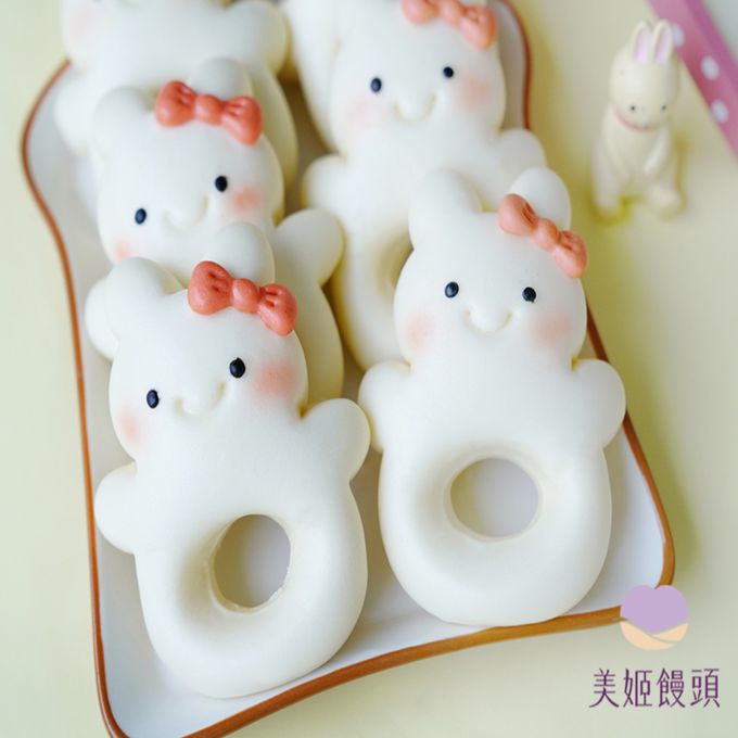 美姬饅頭 - 兔兔甜甜圈鮮乳造型饅頭-40g/顆*6入裝