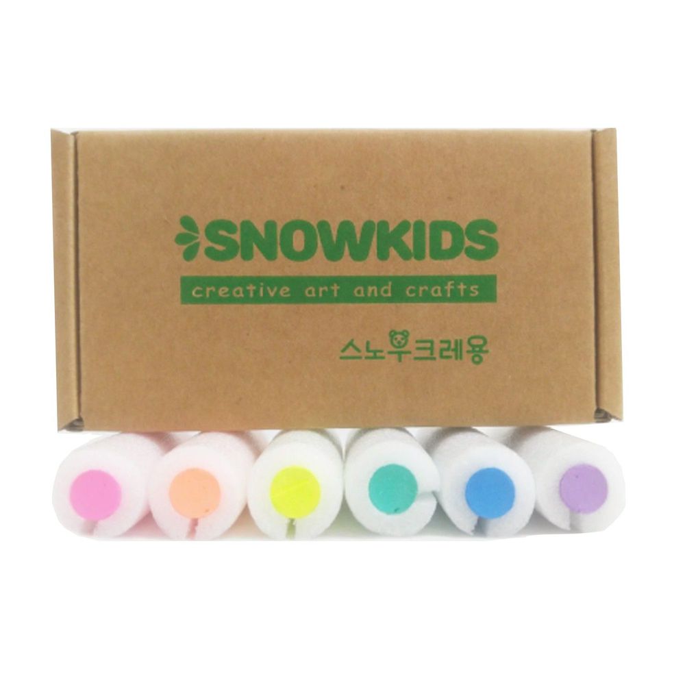 韓國SNOWKIDS - 寶寶安全無痕塗鴉蠟筆-6色組：冰雪藍/杏玫红/極光黃/粉凝綠/芋藕紫/橙柚橘