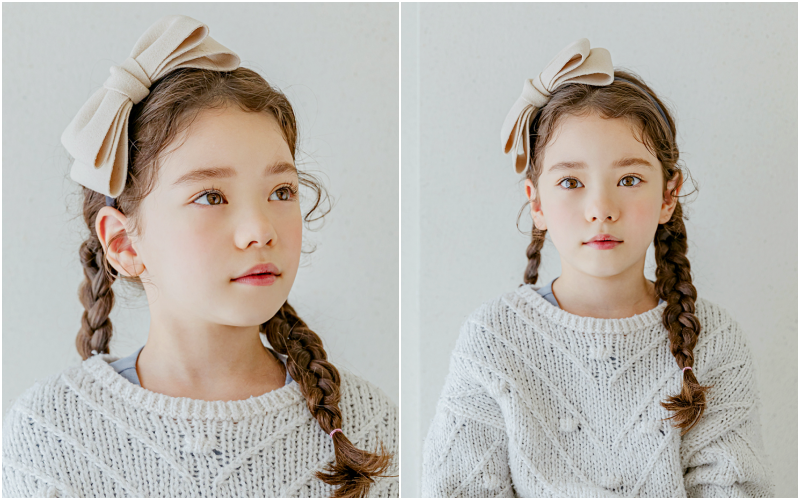 韓國 Cherry Bong Bong - 毛呢雙層蝴蝶結髮箍-淺杏