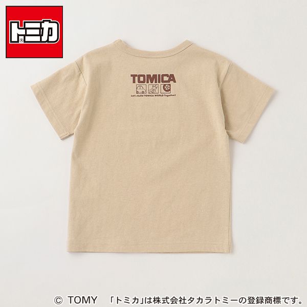 日本 petit main - TOMICA聯名 印花短袖上衣-卸載車-卡其