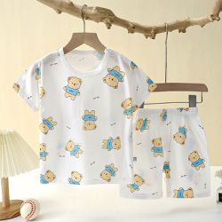 WarmNest - 竹節棉短袖短褲家居服套裝-可愛小熊