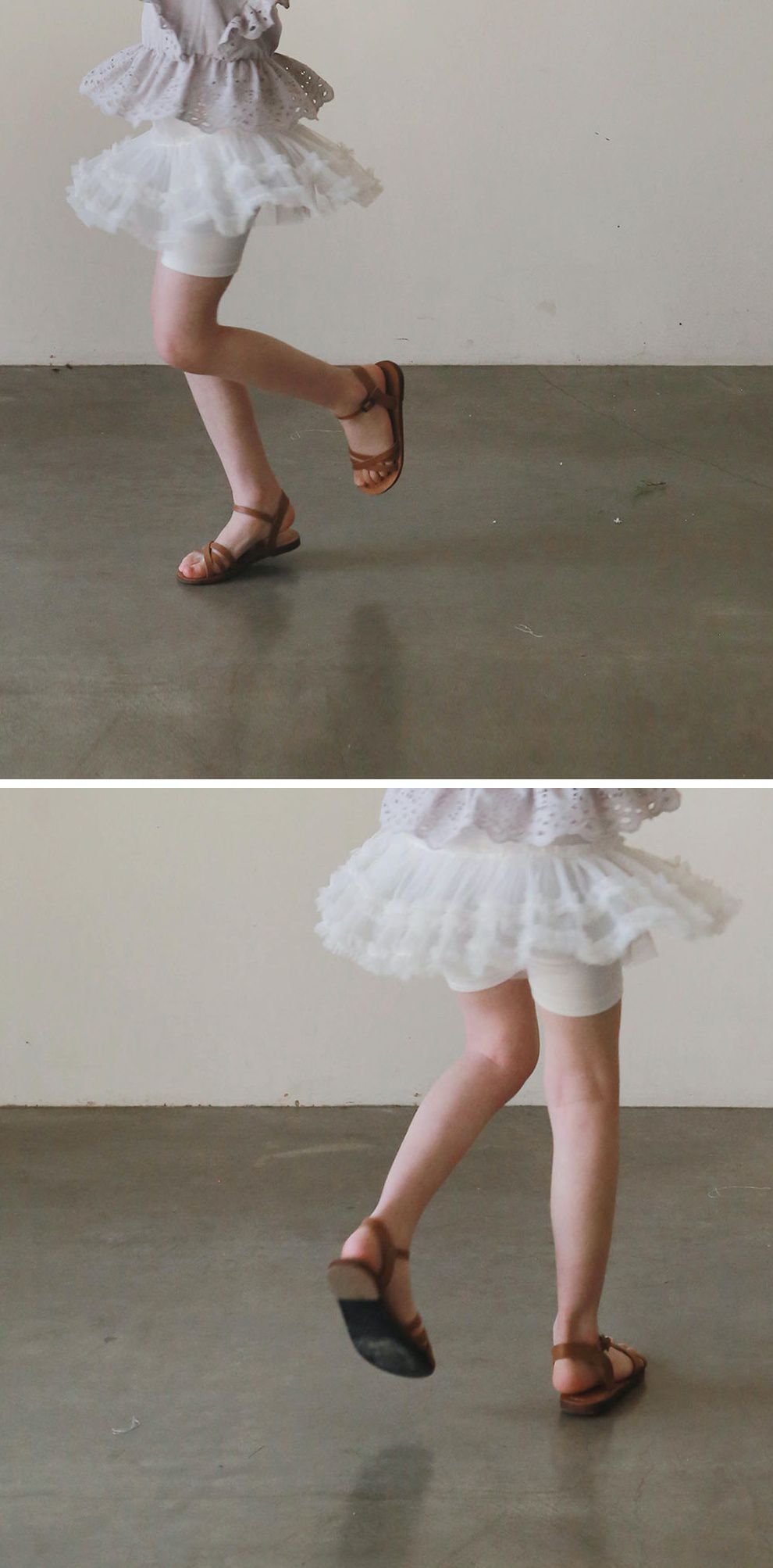 韓國 PuellaFLO - 細網紗蛋糕褲裙-象牙白