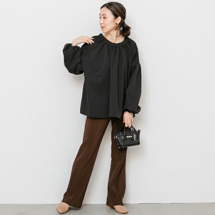 日本 ihuu - 甜美氣質後綁帶長袖上衣-橄欖綠