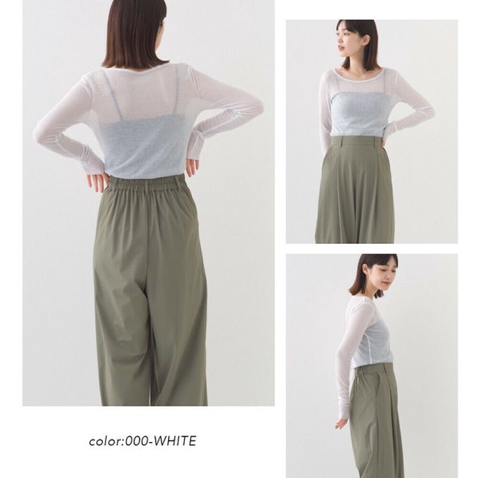 日本 OMNES - 大圓領優美透膚合身薄上衣-白