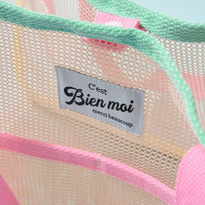 日本 Lycee mine - 粉嫩配色網格玩水包/游泳包-黃x粉紅 (26.5x35x20.5cm)