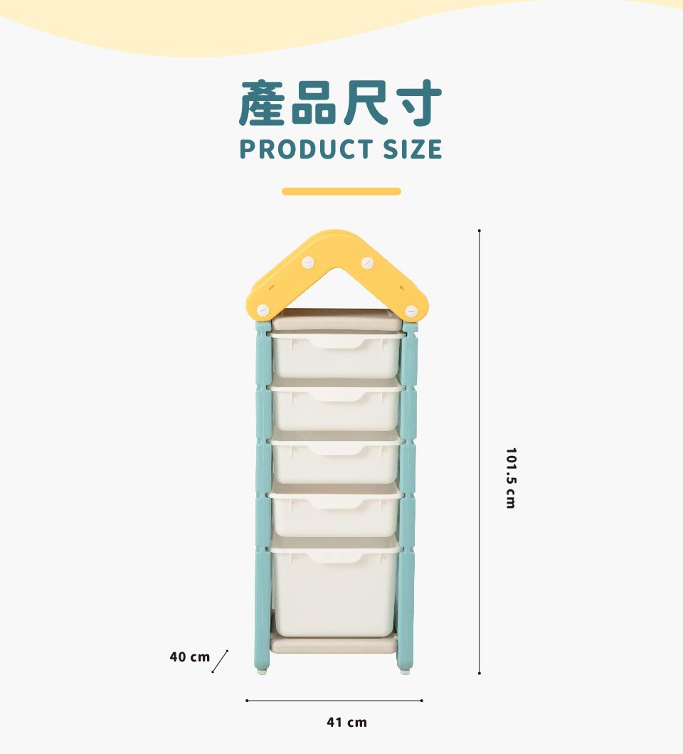 Kikimmy - 玩具屋造型多層儲物收納架-黃綠