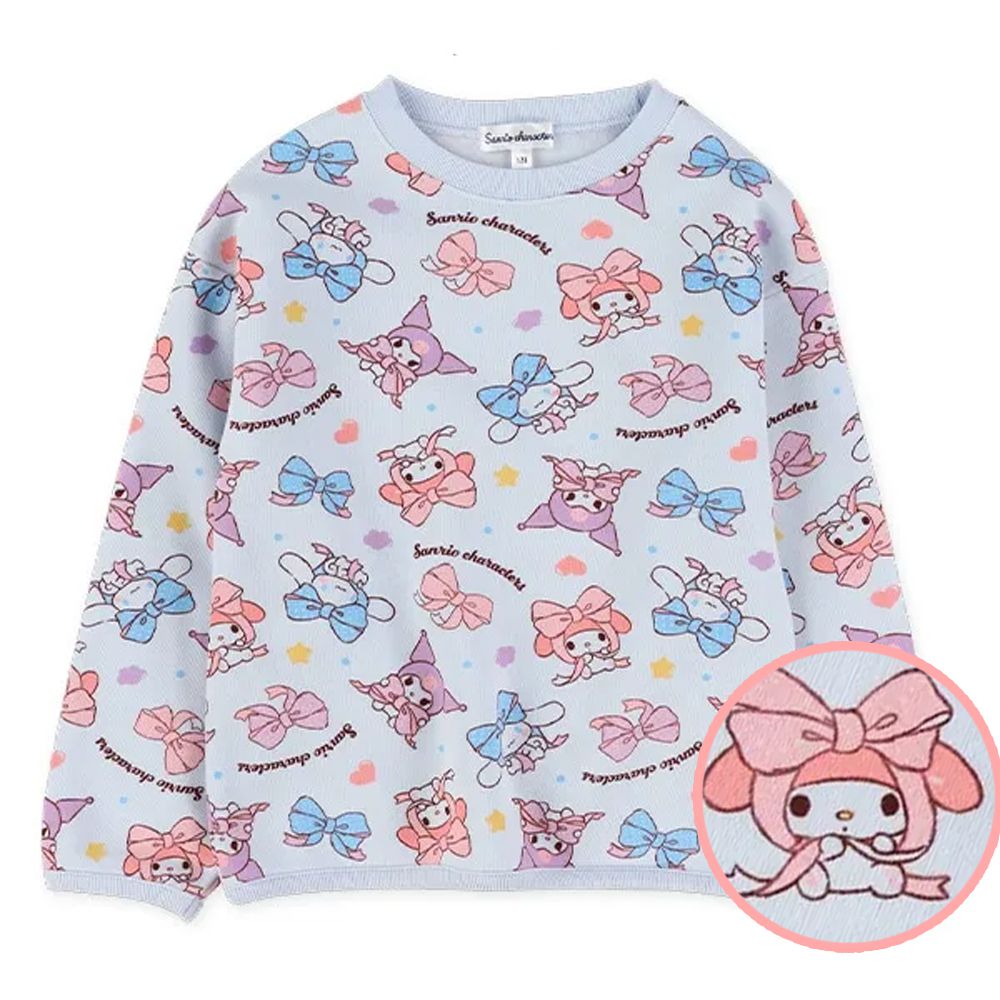 限量聯名 裏起毛保暖長袖上衣-卡通人物三麗鷗-淺藍