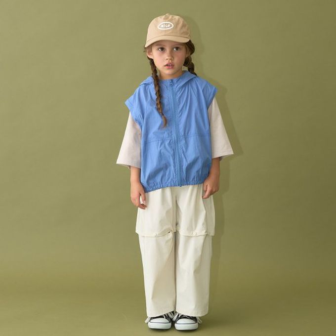 日本 b-ROOM - 2way輕巧尼龍連帽風衣(袖可拆)-炭灰