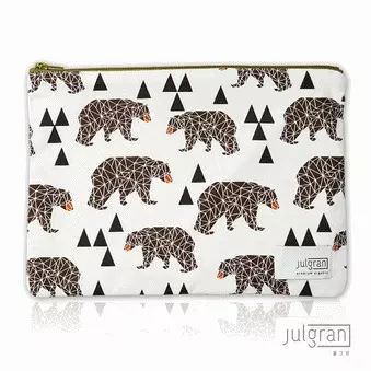 韓國 Julgran - 有機棉拉鍊收納袋-生命樹葉 (31X22cm)