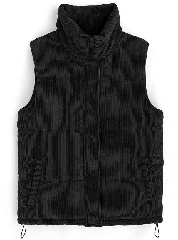 日本 GRL - 燈芯絨抽繩鋪棉背心-米杏 (F)