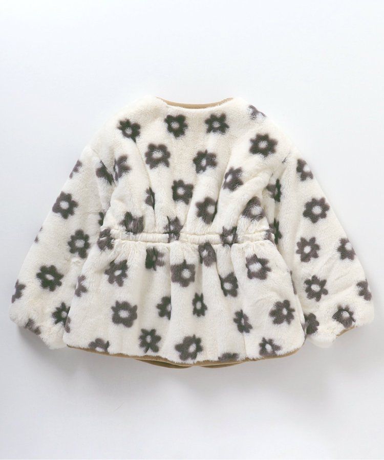 日本 apres les cours - 絎縫束腰氣質金釦雙面穿外套-花朵x淺卡其