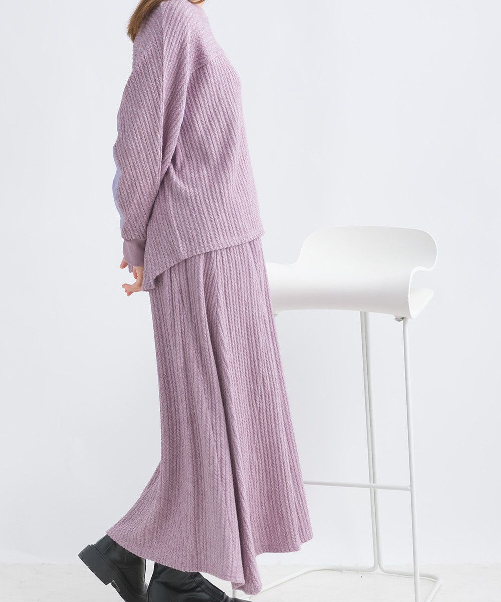 日本女裝代購 - 溫柔麻花針織不規則長裙-薰衣草