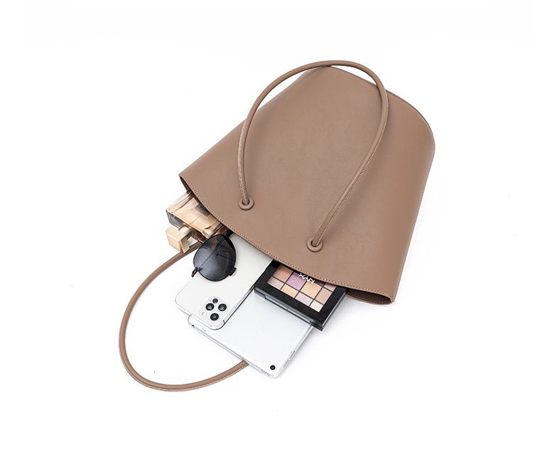 真皮原創大容量單肩托特包-陶土棕 (33x18x27cm)