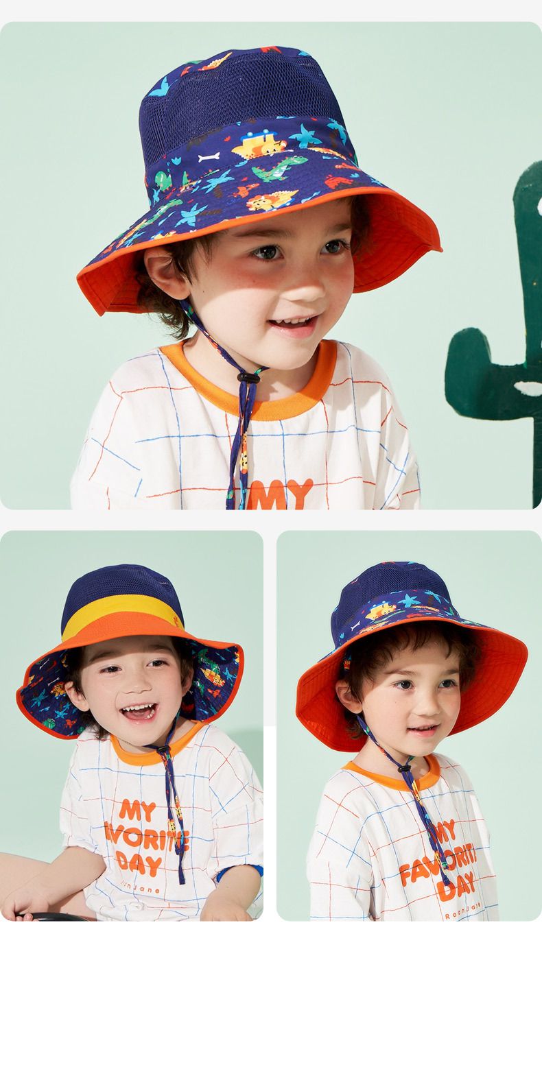 可調節兒童大帽簷防曬遮陽帽-優雅小白兔-粉色