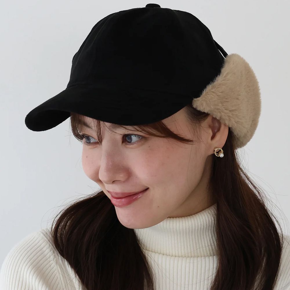 溫暖毛絨秋冬氛圍飛行帽-黑