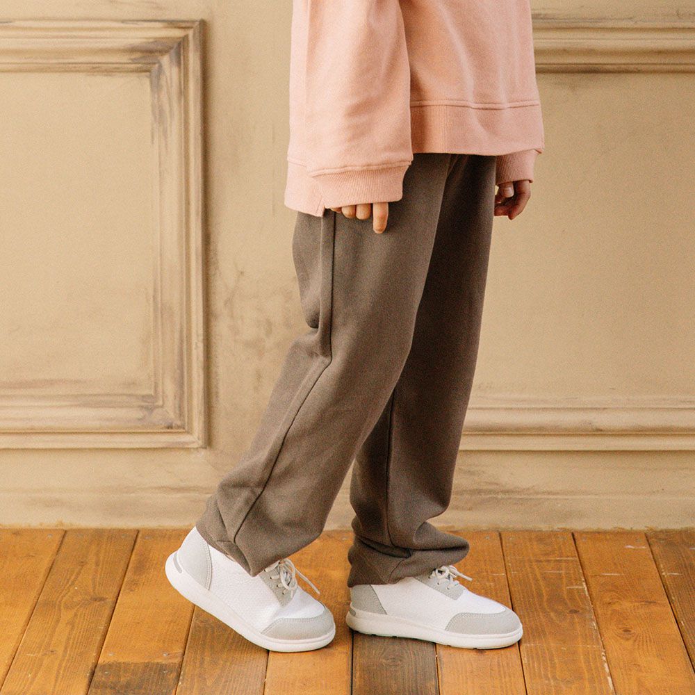 日本 ma lalumiere store - 100％棉 好舒適束口運動長褲-淺灰