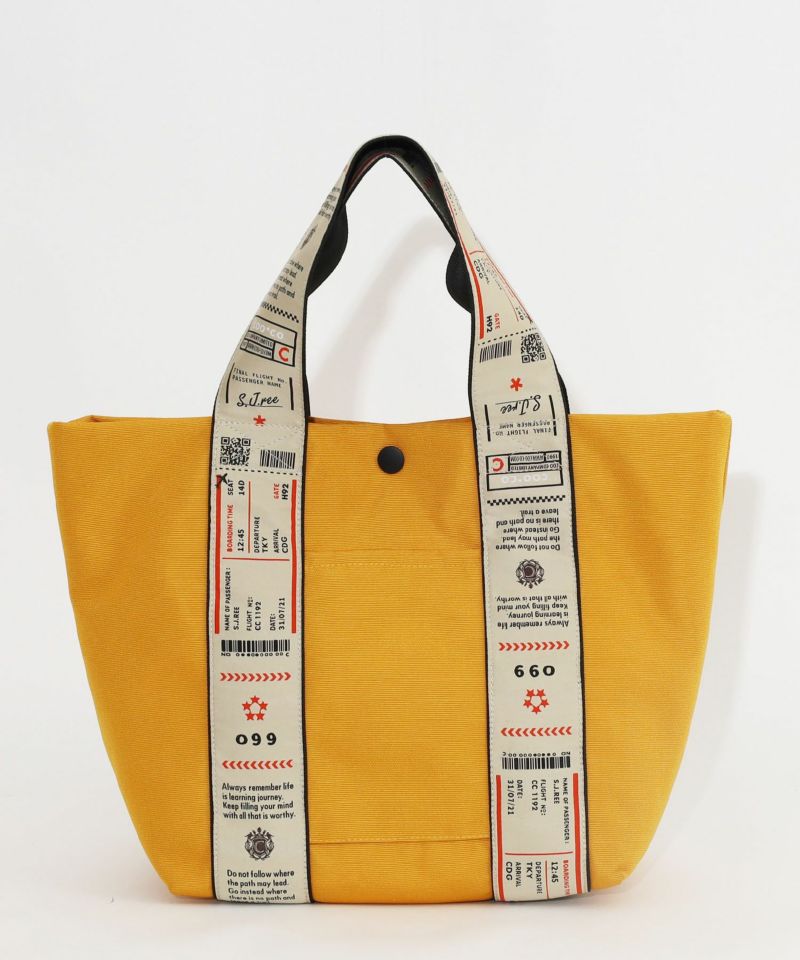 日本 COOCO - 尼龍印花粗帶手提包/托特包-黃 (W24*H26*D14cm)