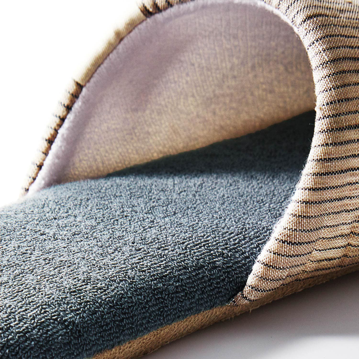 日本千趣會 - 無印風 天然素材可機洗室內拖鞋-黑色條紋