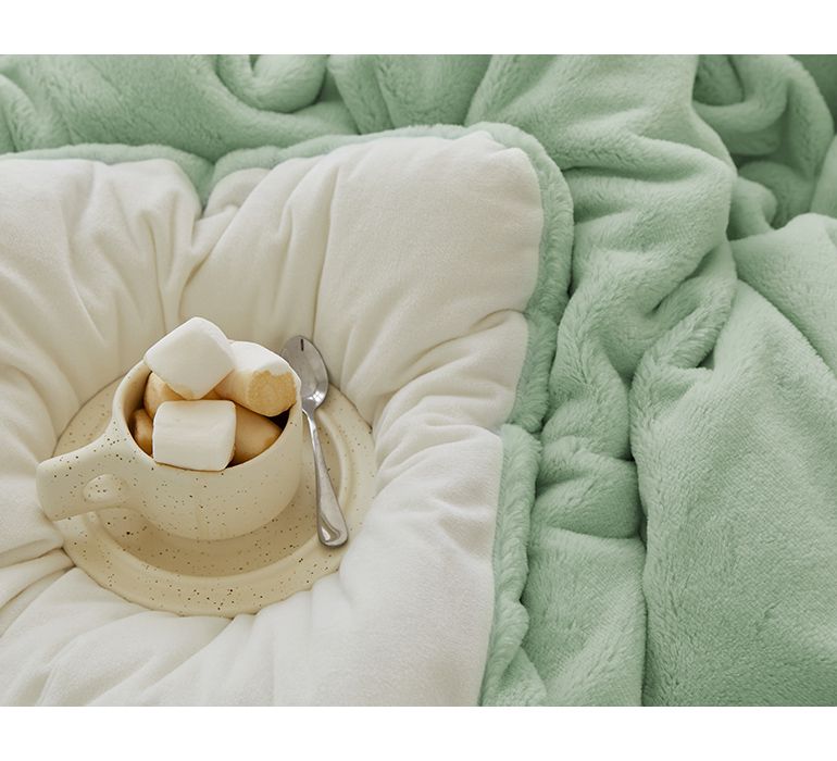 韓國 Maatila - 蓬鬆感高密度絨毛保暖棉被-湖水綠