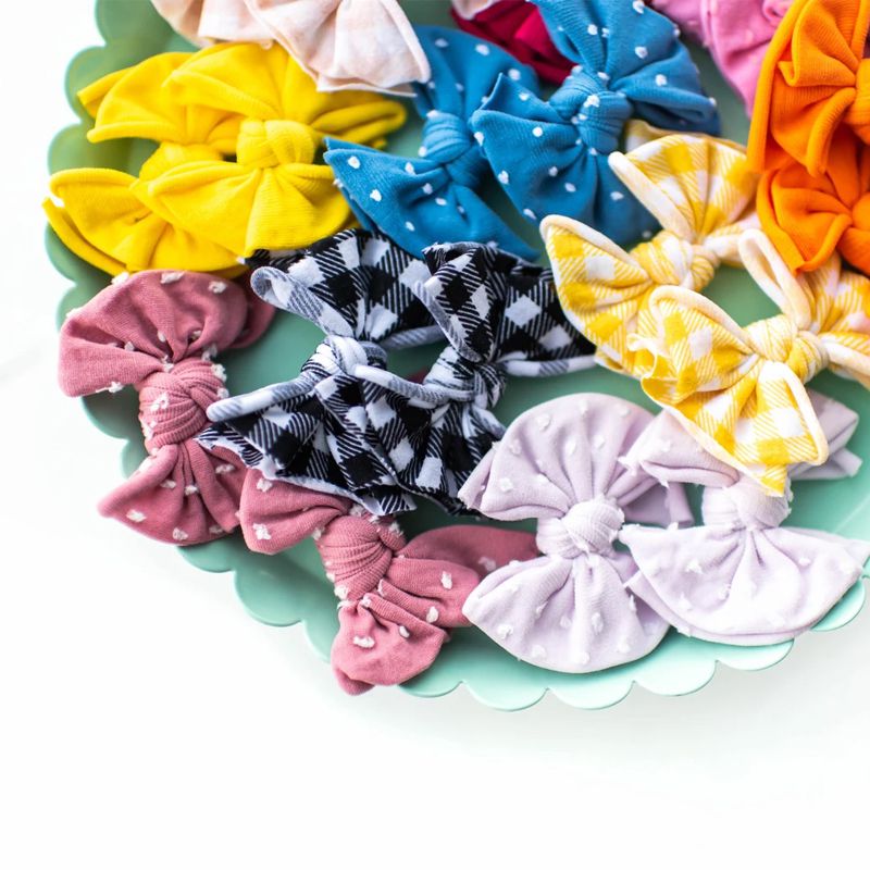 美國baby bling - 蝴蝶結髮飾/髮夾2入組-黃白格子