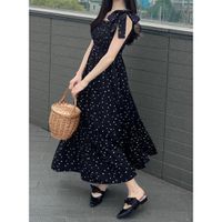 日本 GRL - 愛心印花甜美綁帶無袖洋裝-黑 (F)