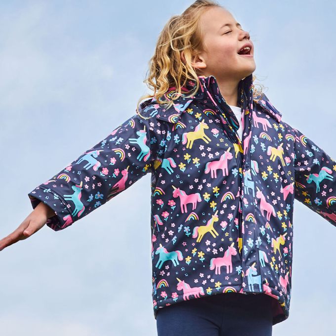 英國 JoJo Maman BeBe - 防雨/防風刷毛外套-獨角獸